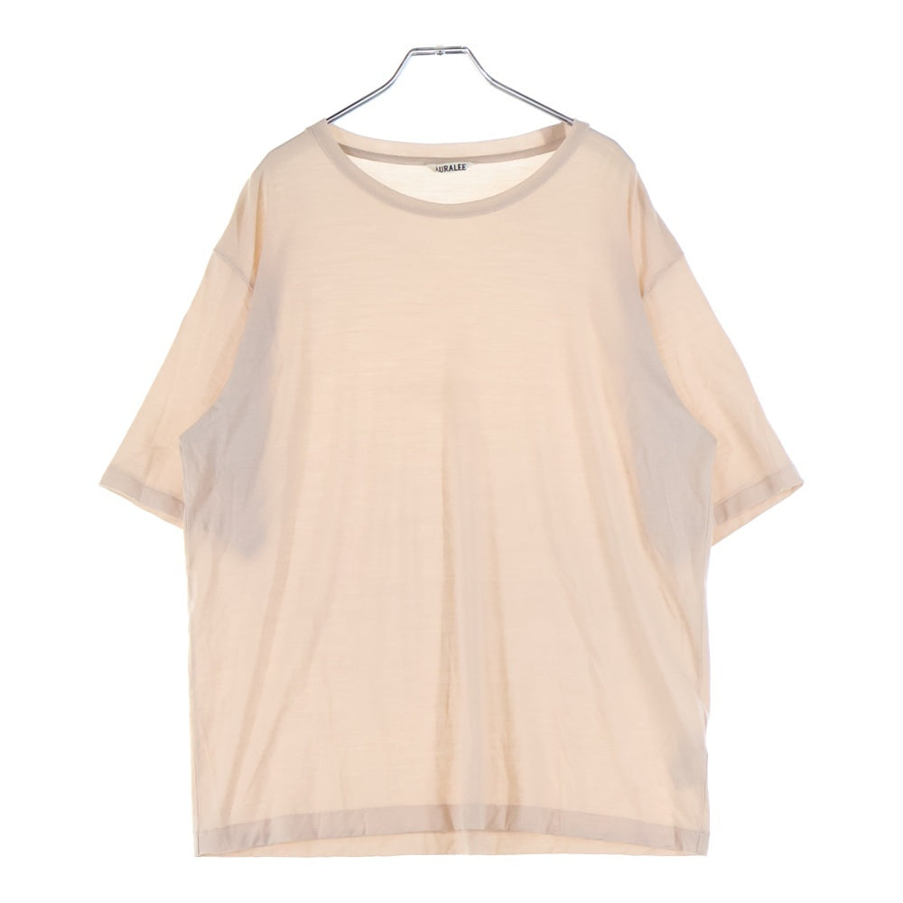 AURALEE(オーラリー) 25SS SUPER SOFT WOOL JERSEY TEE スーパーソフト ウールジャージー 半袖Tシャツ カットソー ピンク A25ST01UT