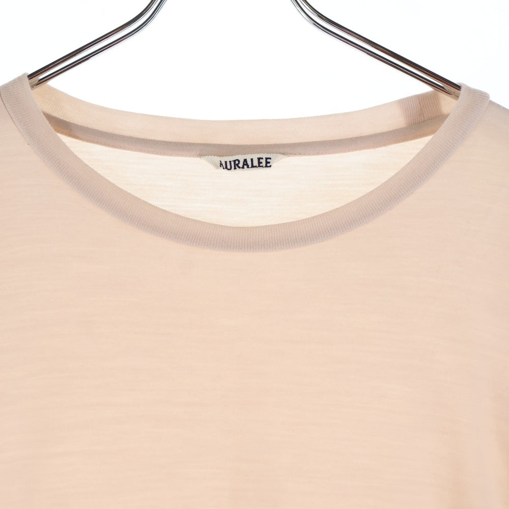 AURALEE(オーラリー) 25SS SUPER SOFT WOOL JERSEY TEE スーパーソフト ウールジャージー 半袖Tシャツ カットソー ピンク A25ST01UT
