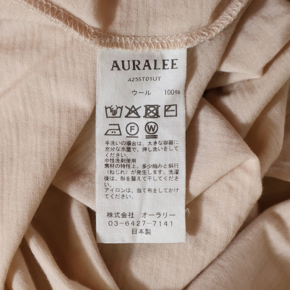 AURALEE(オーラリー) 25SS SUPER SOFT WOOL JERSEY TEE スーパーソフト ウールジャージー 半袖Tシャツ カットソー ピンク A25ST01UT