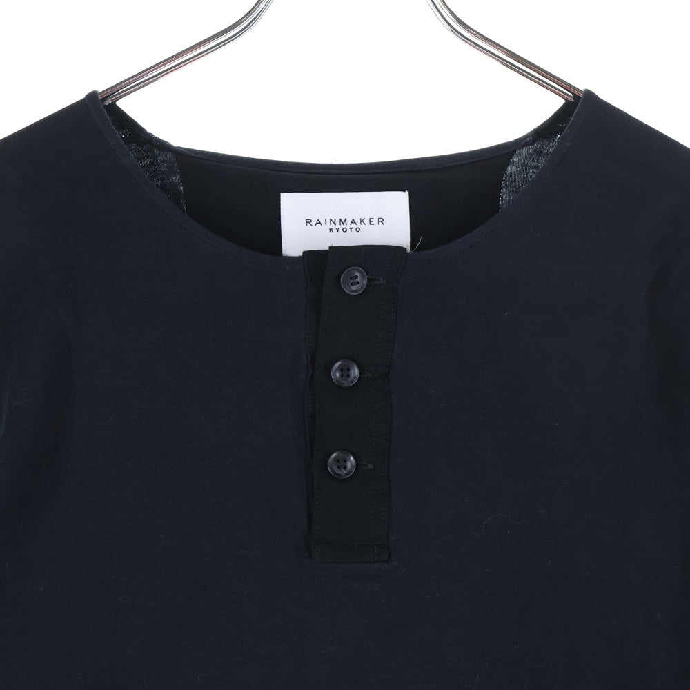 RAINMAKER(レインメーカー) HENLEY-NECK T-SHIRT 日本製 ヘンリーネック コットン 半袖Tシャツ カットソー ブラック RM241-038