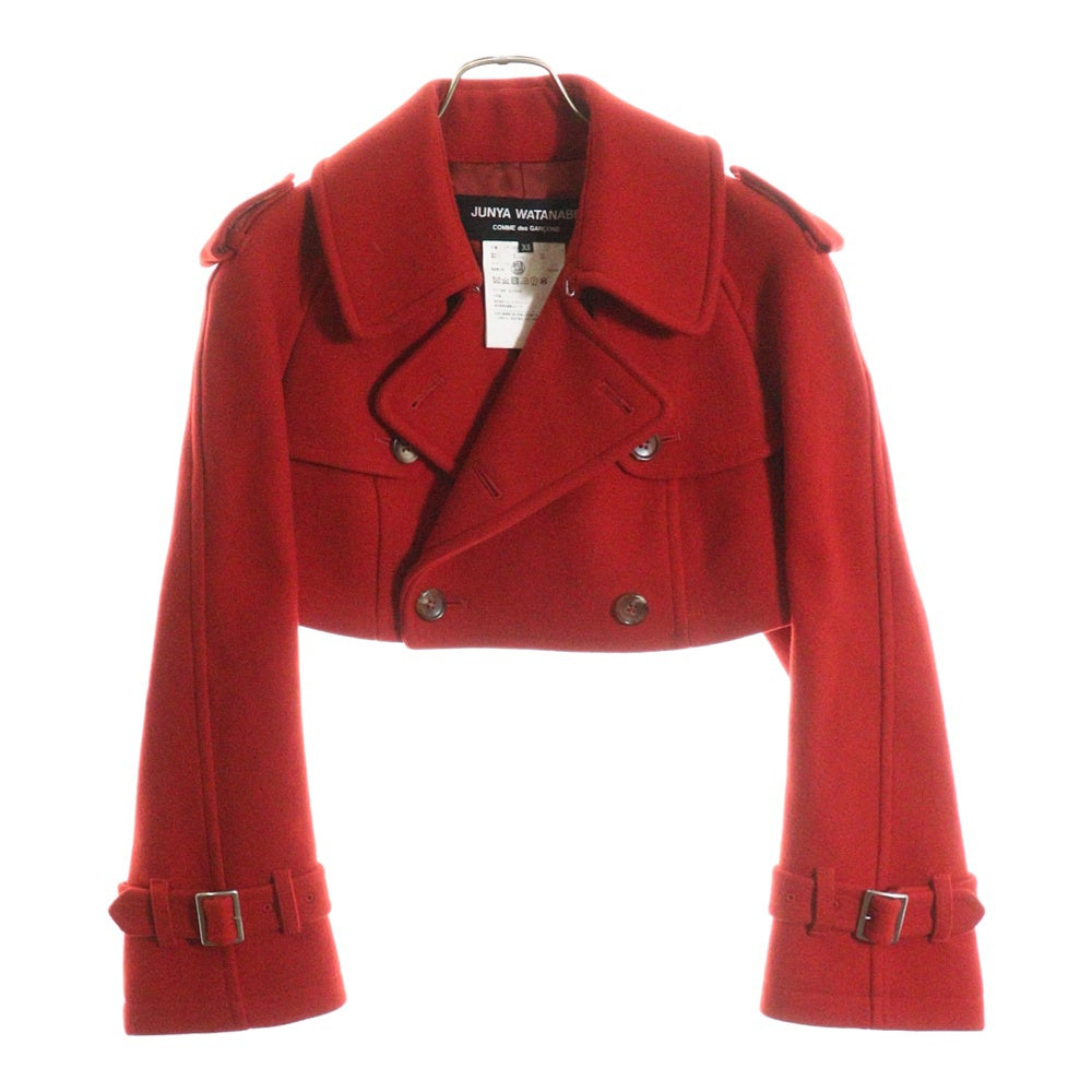 JUNYA WATANABE COMME des GARCONS(ジュンヤワタナベ コムデギャルソン) 20AW AD2020 ウールメルトン ショートトレンチ ジャケット レディース レッド JF‐J043
