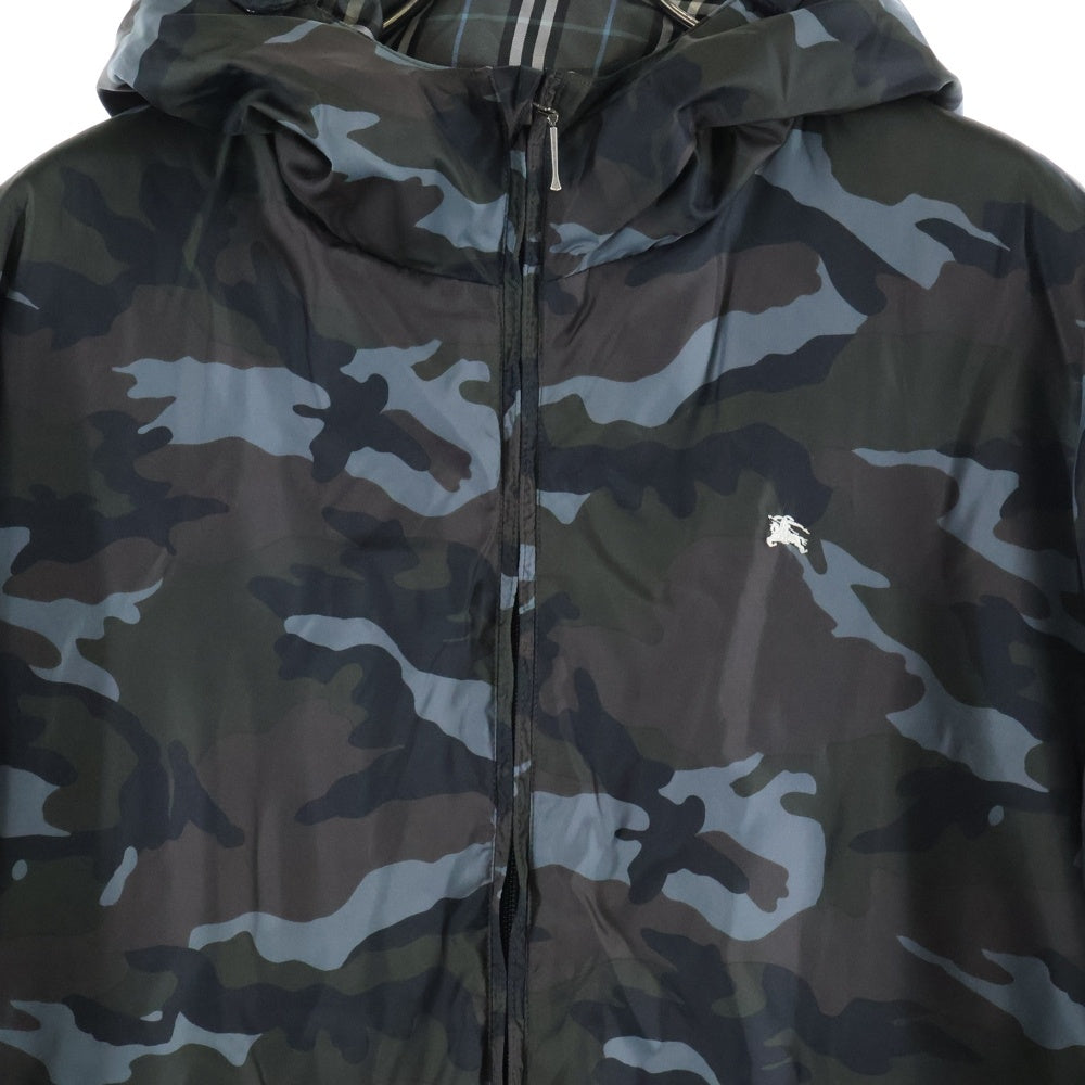 BURBERRY BLACK LABEL(バーバリー ブラックレーベル) カモフラ ジップアップ ダウンジャケット カーキ/ブルー BMP02‐727‐76