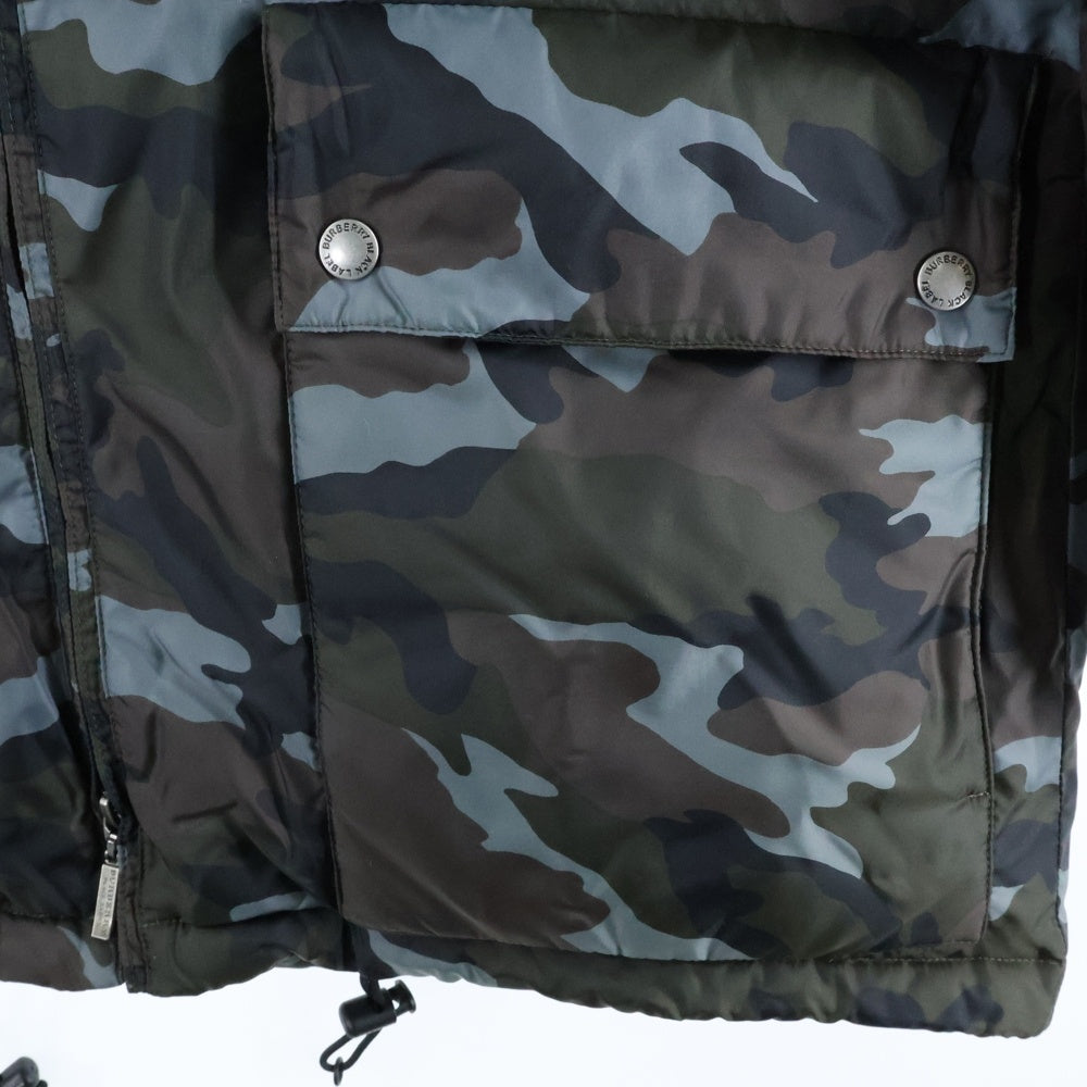 BURBERRY BLACK LABEL(バーバリー ブラックレーベル) カモフラ ジップアップ ダウンジャケット カーキ/ブルー BMP02‐727‐76