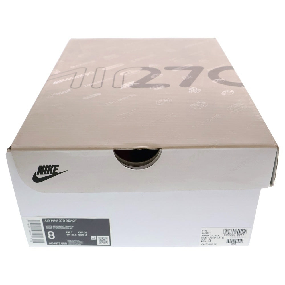 NIKE(ナイキ) AIR MAX 270 REACT ELECTRONIC MUSIC エアマックス270 リアクト エレクトロニック ミュージック ピンク US8/26cm AO4971‐600