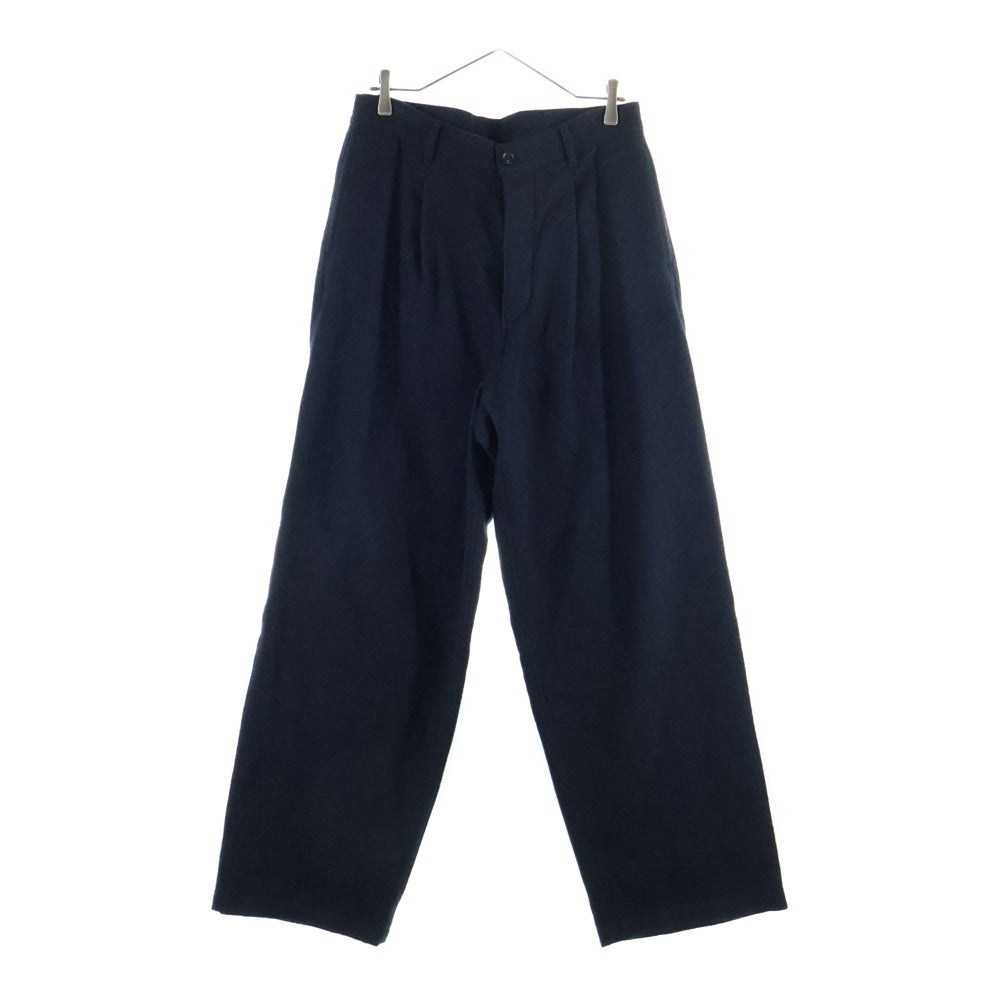ISAMU KATAYAMA BACKLASH(イサムカタヤマバックラッシュ) FULLING SOFT SHARK WOOL WIDE PANTS ソフト ウール 製品染ワイドパンツ ブラック 2081-01