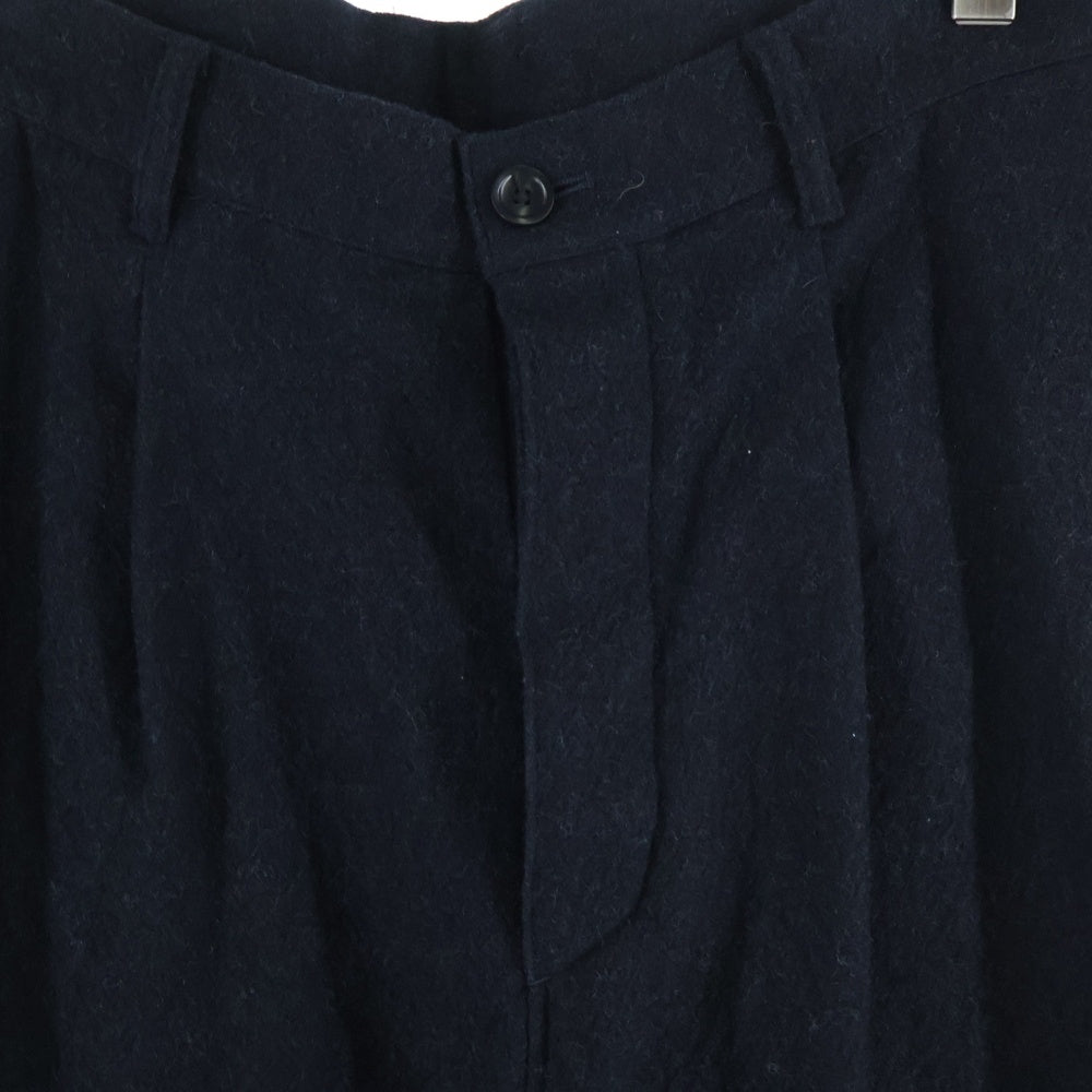 ISAMU KATAYAMA BACKLASH(イサムカタヤマバックラッシュ) FULLING SOFT SHARK WOOL WIDE PANTS ソフト ウール 製品染ワイドパンツ ブラック 2081-01