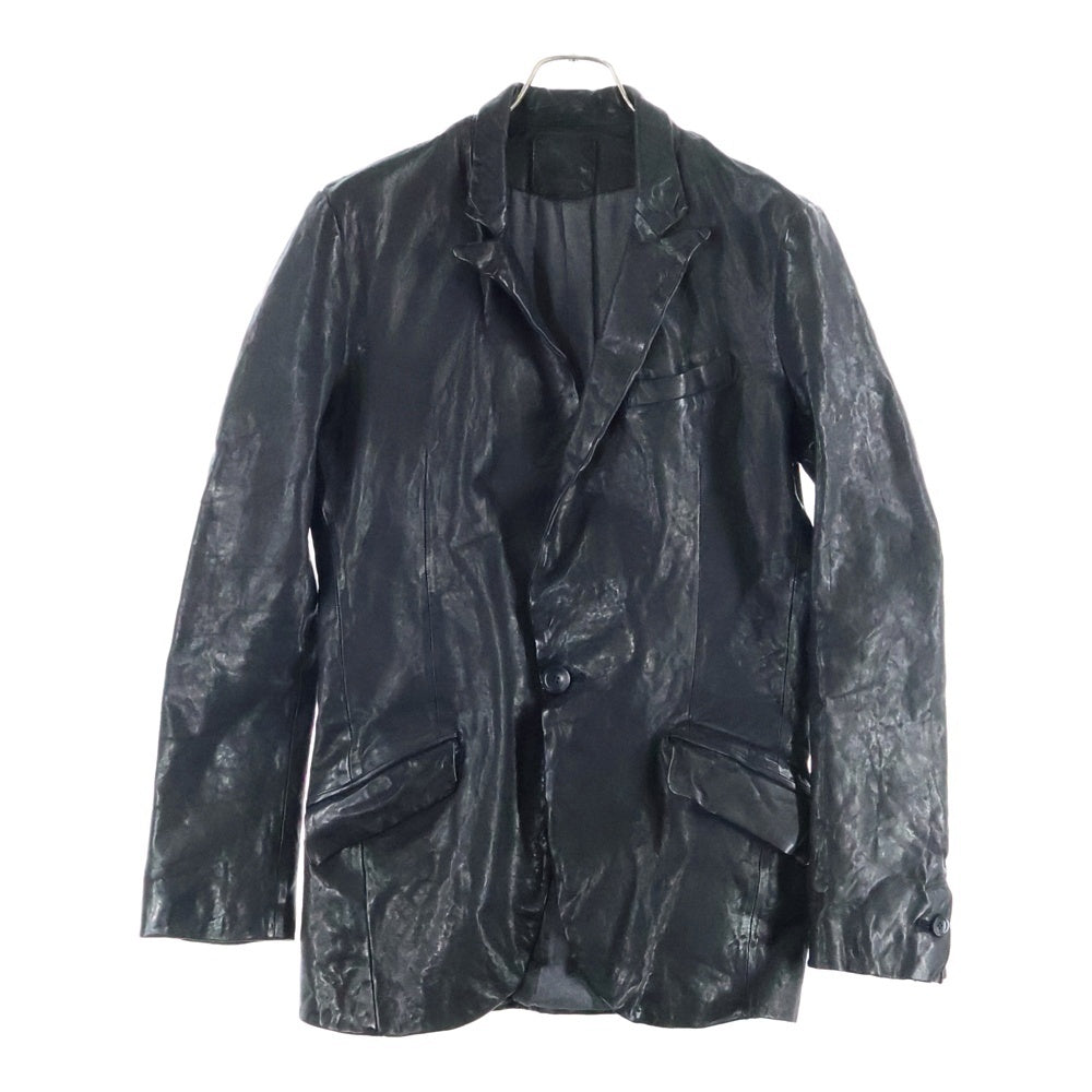 ISAMU KATAYAMA BACKLASH(イサムカタヤマバックラッシュ) イタリアンダブルショルダーレザー 製品染 1B シングルジャケット ブラック 1254-30