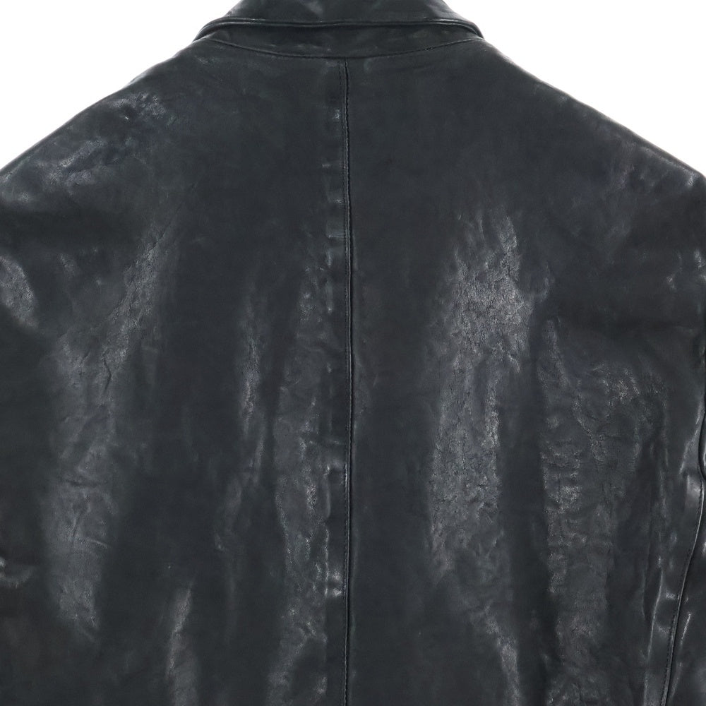 ISAMU KATAYAMA BACKLASH(イサムカタヤマバックラッシュ) イタリアンダブルショルダーレザー 製品染 1B シングルジャケット ブラック 1254-30