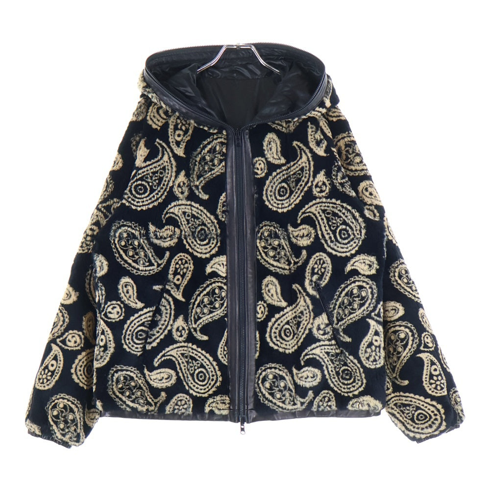 ISAMU KATAYAMA BACKLASH(イサムカタヤマバックラッシュ) 23AW PAISLEY RABBIT FUR + NYLON REVERSIBLE HOODED BLOUSON リバーシブル ジップアップブルゾン 2069-01