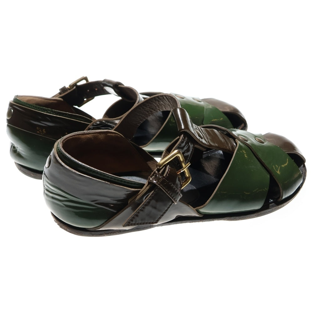 MARNI(マルニ) エナメルレザー ベルトストラップ レザーサンダル レディース ローカットシューズ カーキ