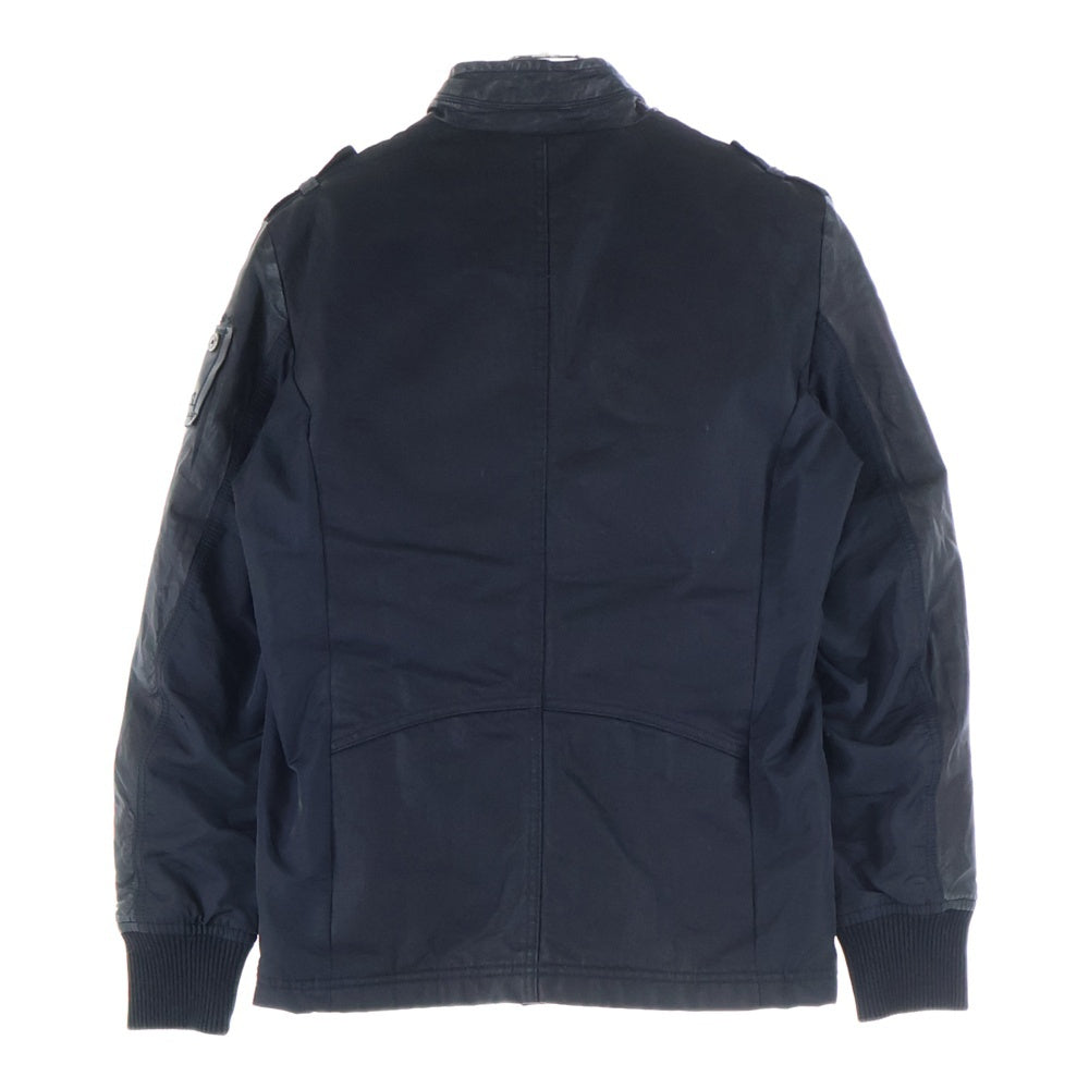 DIESEL(ディーゼル) 異素材切替 コーティング ジップアップ バイカージャケット ブラック