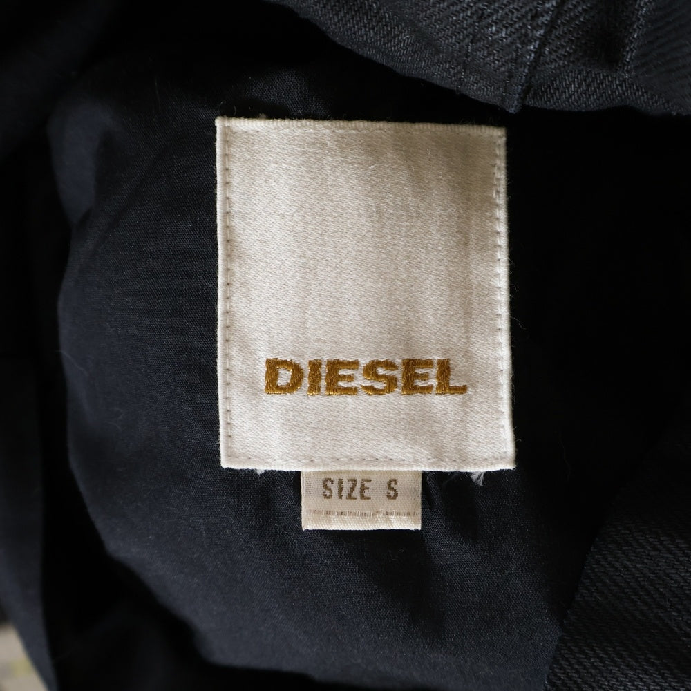 DIESEL(ディーゼル) 異素材切替 コーティング ジップアップ バイカージャケット ブラック