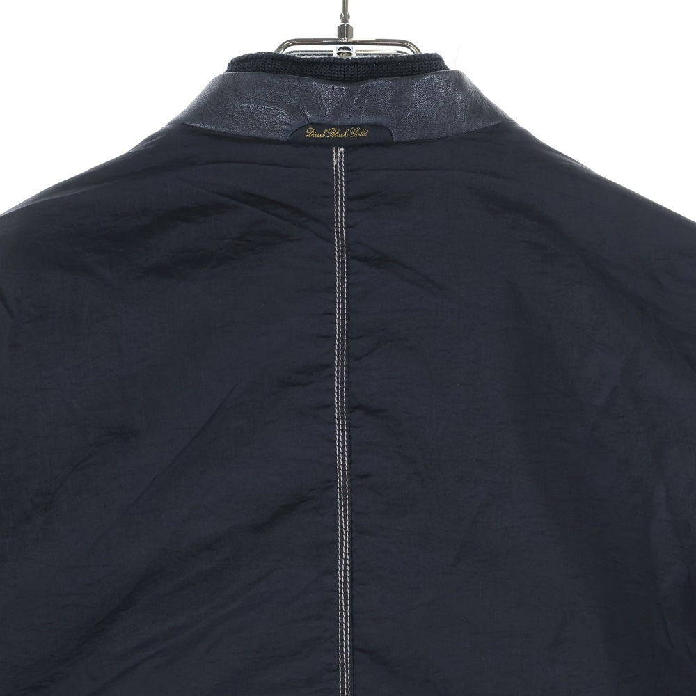 DIESEL BLACK GOLD(ディーゼルブラックゴールド) 異素材切替 シープスキン ジップアップ ナイロンジャケット ブラック
