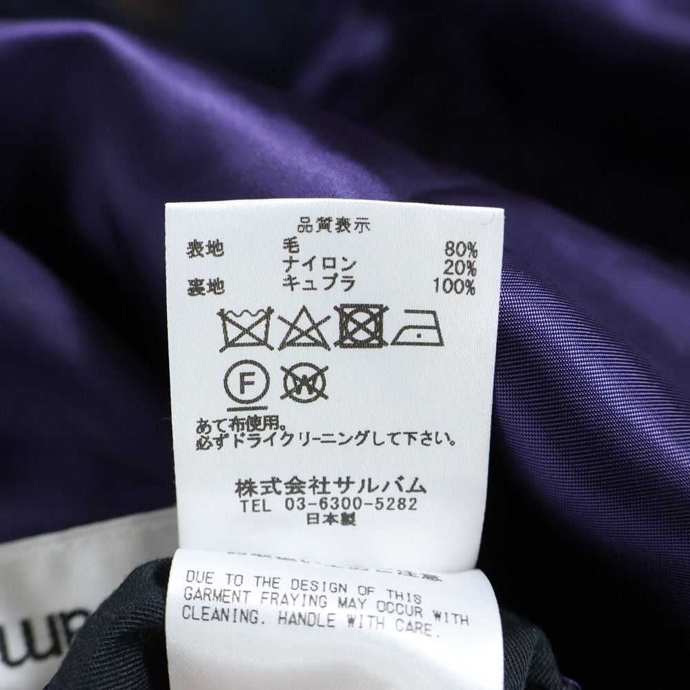 sulvam(サルバム) 22AW OVER BLOUSON JACKET オーバー ブルゾン ウールジャケット ブラック/パープル SQ-J06-150