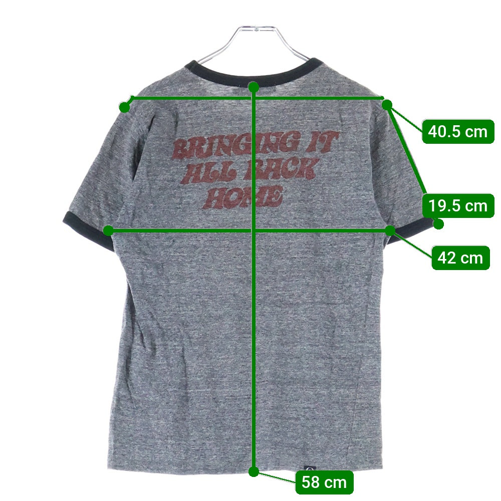 HYSTERIC GLAMOUR(ヒステリックグラマー) プリント 半袖 リンガーTシャツ カットソー グレー 0293CT01