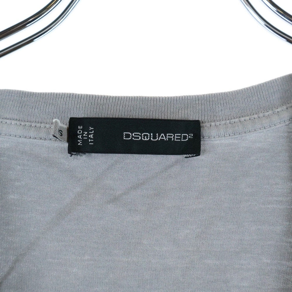 DSQUARED2(ディースクエアード) Vネック フロントロゴプリント 半袖Tシャツ カットソー グレー