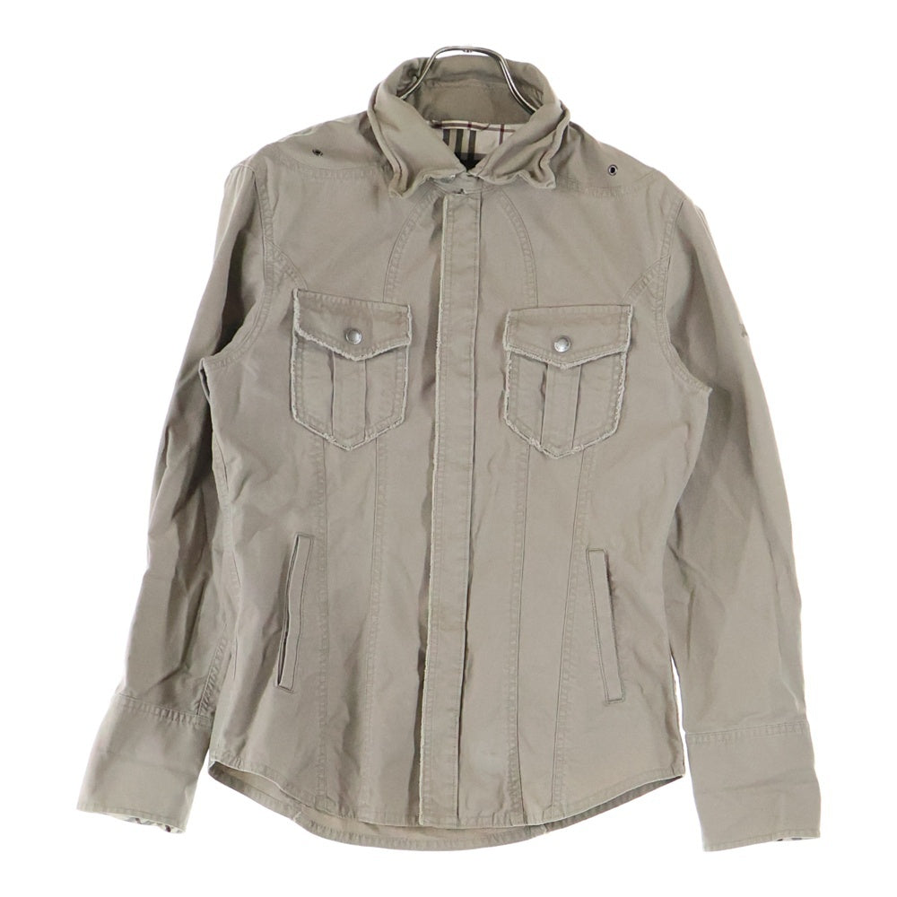 BURBERRY BLACK LABEL(バーバリー ブラックレーベル) コットン スナップボタン 長袖シャツ ベージュ BMP26-622-43