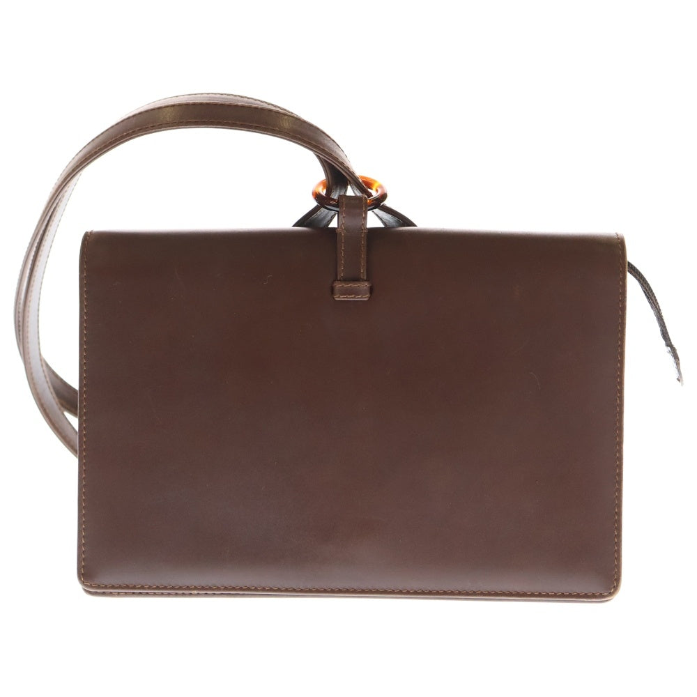 GIORGIO ARMANI(ジョルジオアルマーニ) アジャスター付き ロゴ刻印 レザーショルダーバッグ ブラウン