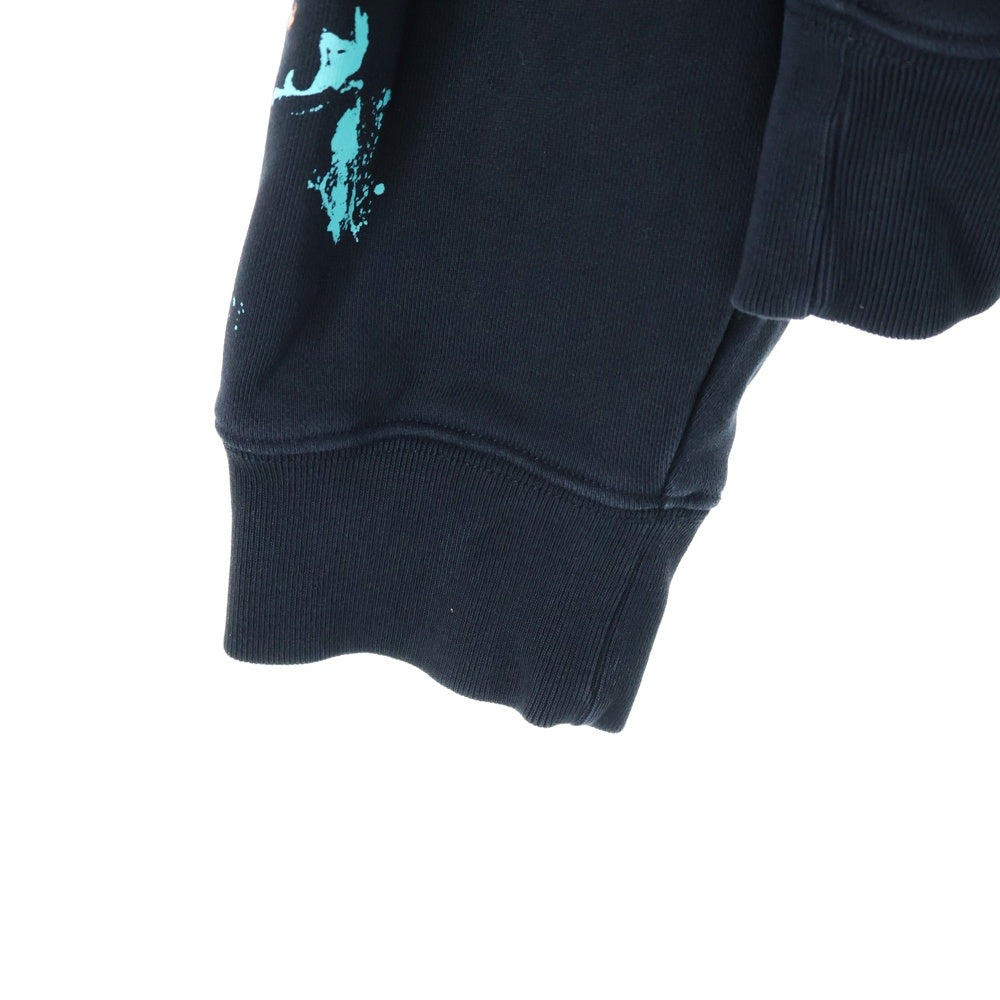 MOSCHINO(モスキーノ) 24SS LOGO PRINTED DRAWSTRING HOODIE ロゴプリント ペインティングデザイン スウェット プルオーバーパーカー ブラック 241ZRA17172028