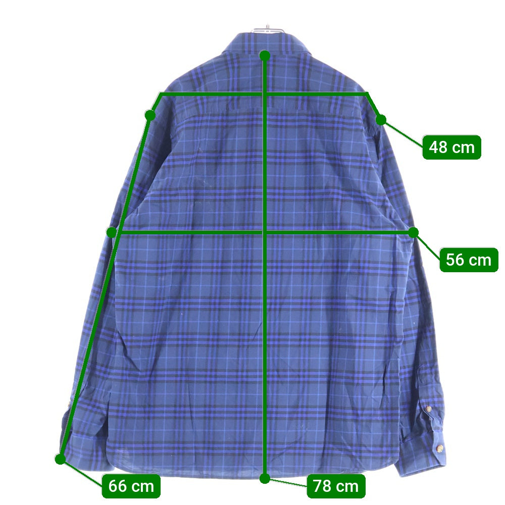 BURBERRY(バーバリー) ボタンダウン チェック 長袖 シャツ ブルー 8048121