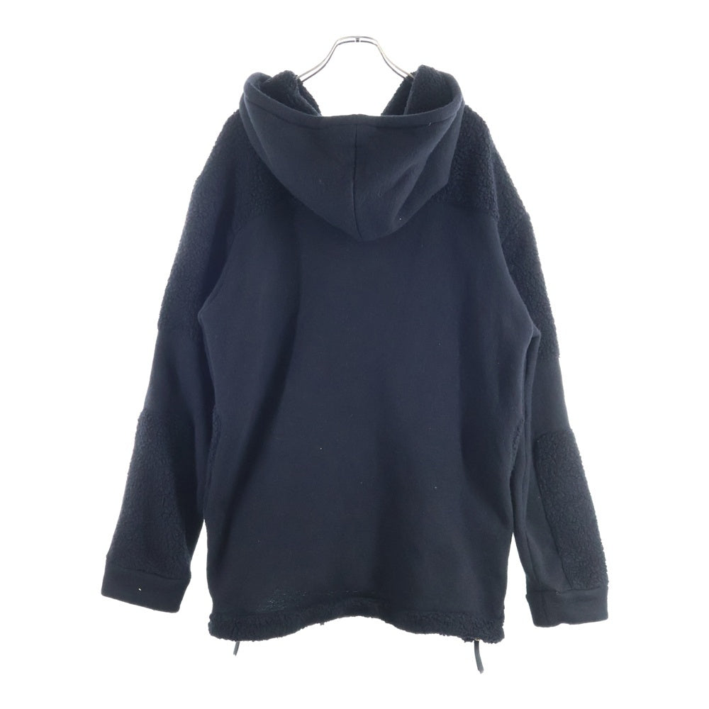 GIUSEPPE ZANOTTI(ジュゼッペ ザノッティ) フロントロゴ刺繍 ボア切り替え ジップアップスウェットパーカー フーディー ブラック