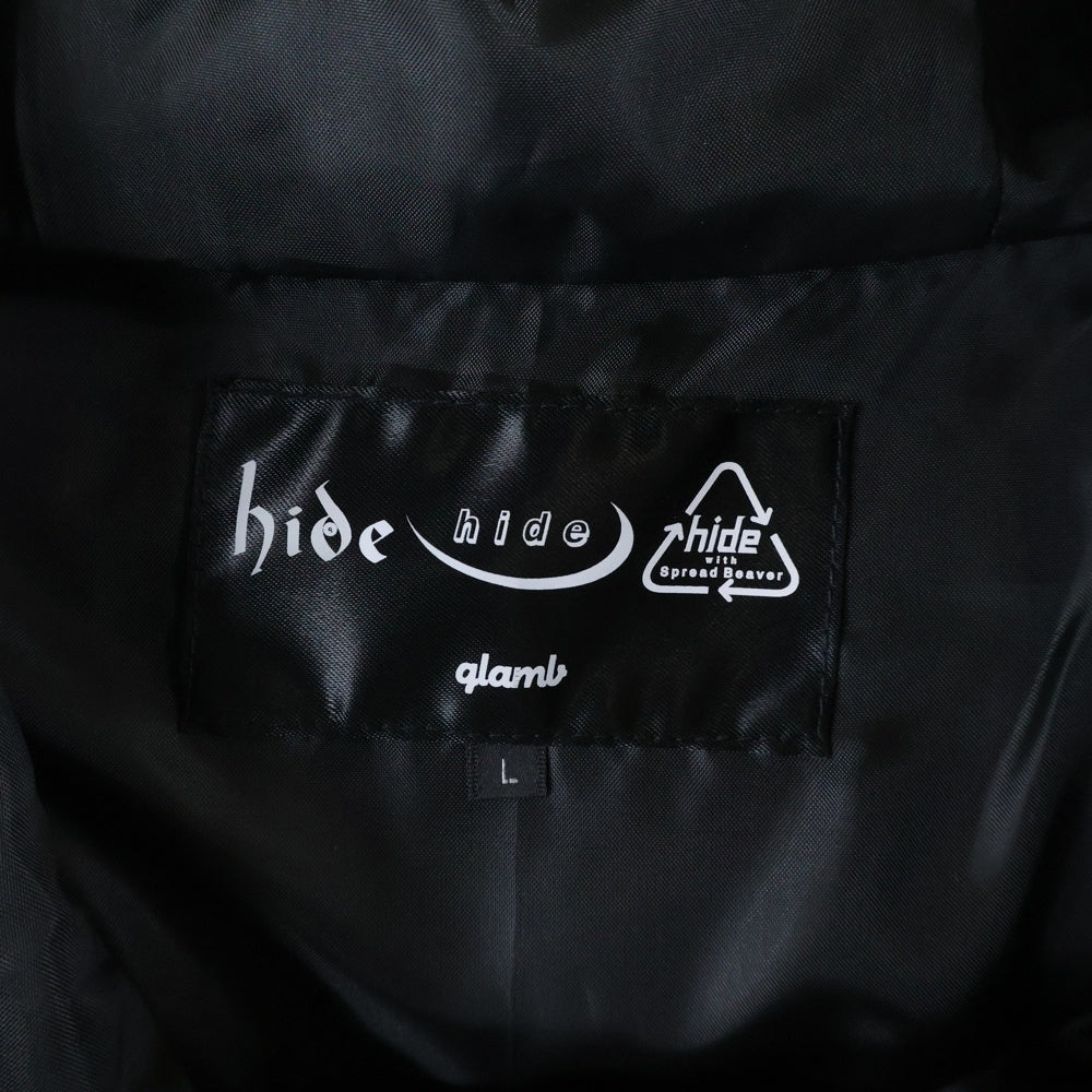glamb(グラム) ×HIDE LAMB LEATHER LINE PARKA ヒデ ラム ライン ジップアップパーカー フーデッドレザージャケット ブラック