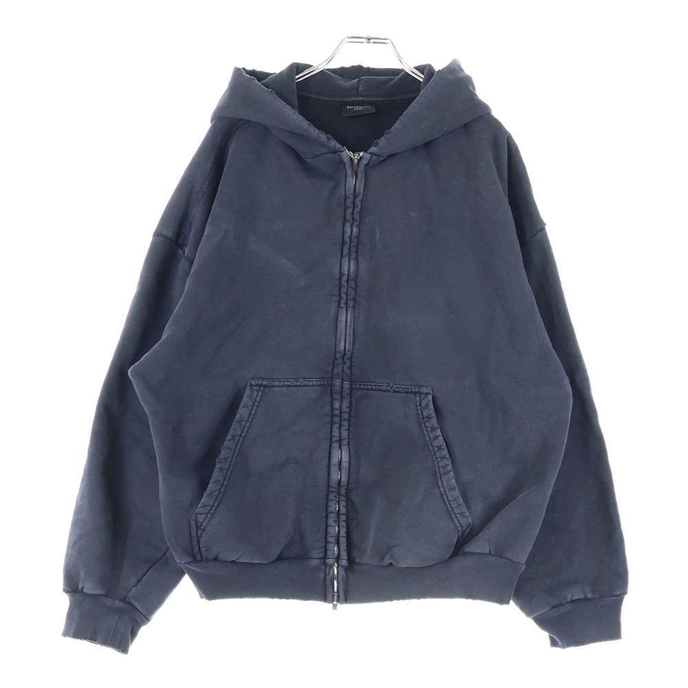 BALENCIAGA(バレンシアガ) Painted Zip-up Hoodie ダメージ加工 バックペイント ジップアップフーディ スウェットパーカー ブラック 803264 TRVU1