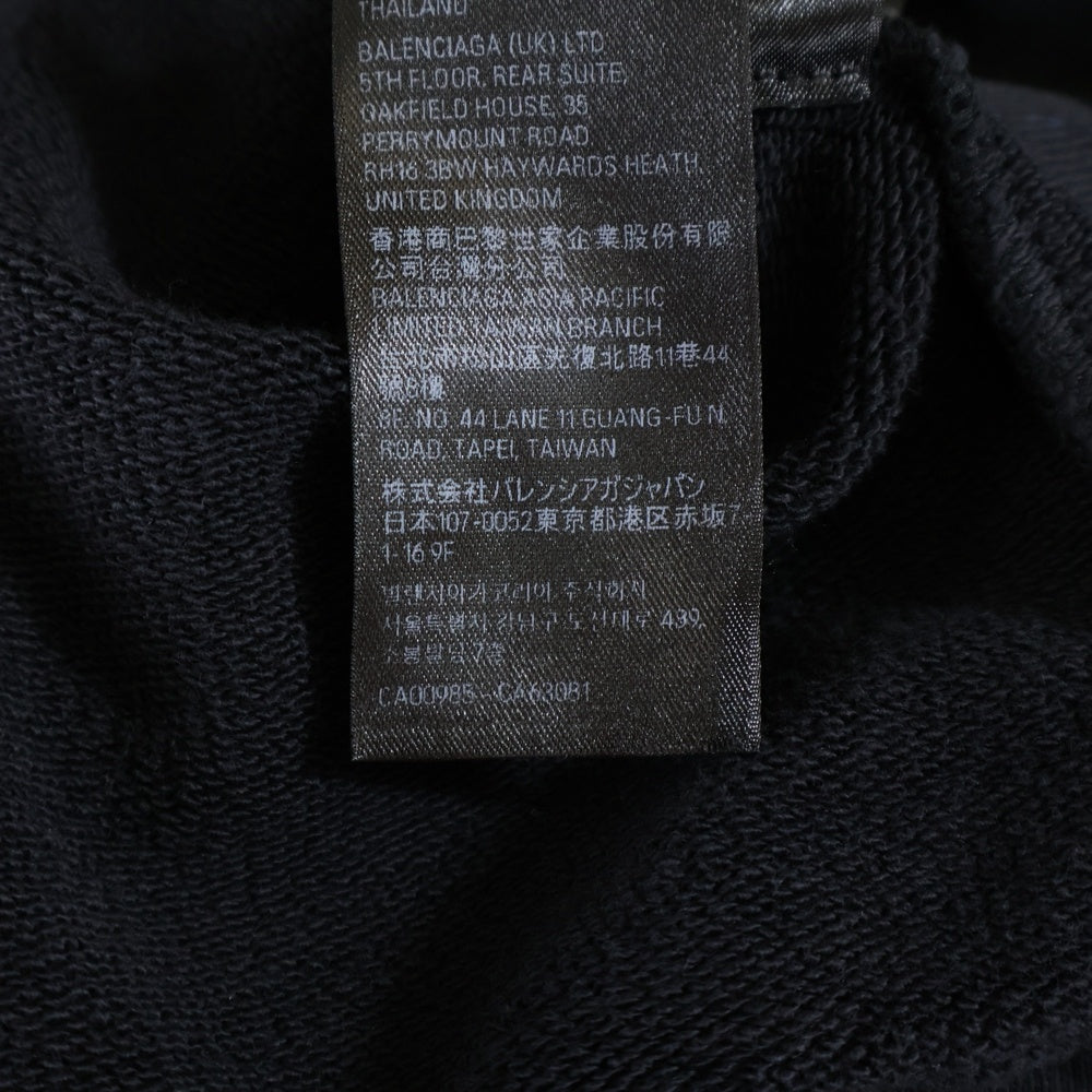 BALENCIAGA(バレンシアガ) Painted Zip-up Hoodie ダメージ加工 バックペイント ジップアップフーディ スウェットパーカー ブラック 803264 TRVU1