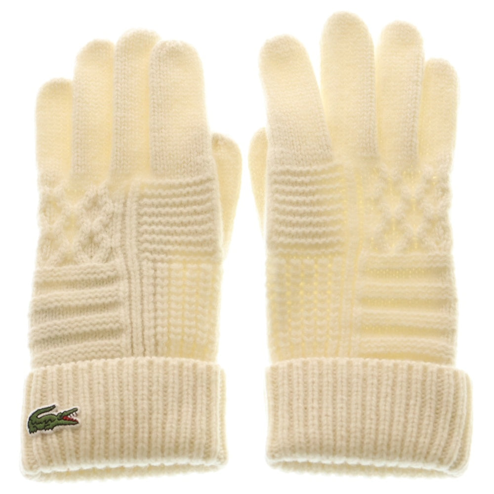 LACOSTE(ラコステ) アラン柄 ブレンドウール ニット グローブ 手袋