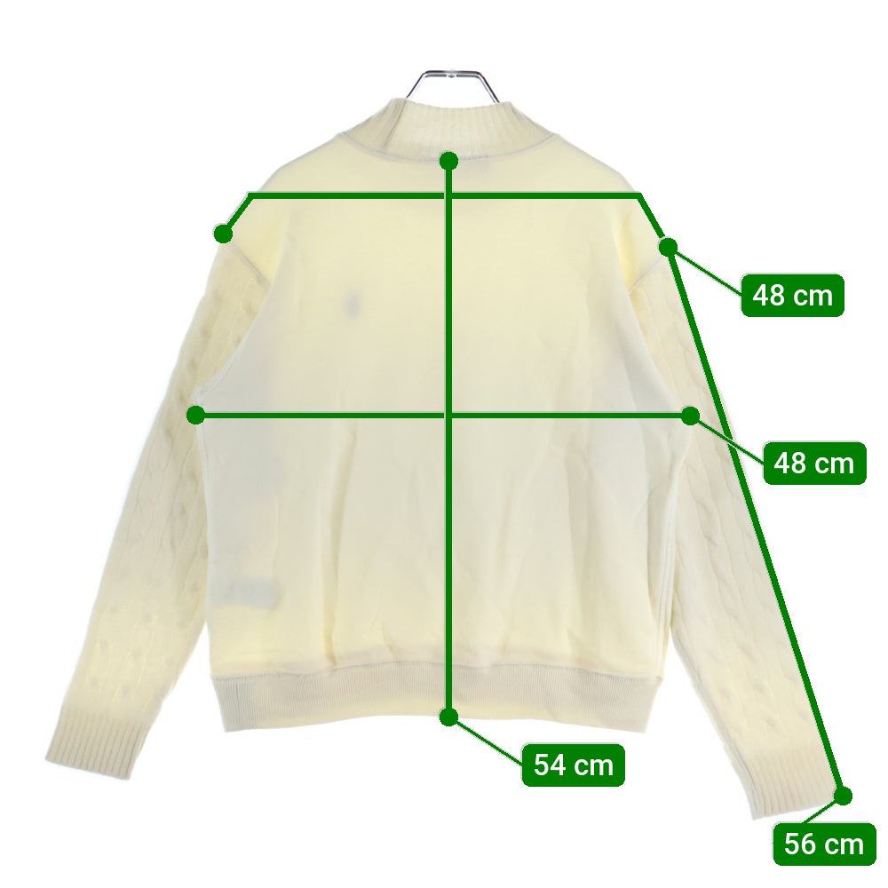 POLO RALPH LAUREN(ポロラルフローレン) 胸ロゴデザイン アーム切り替え モックネック ニット レディース セーター ホワイト