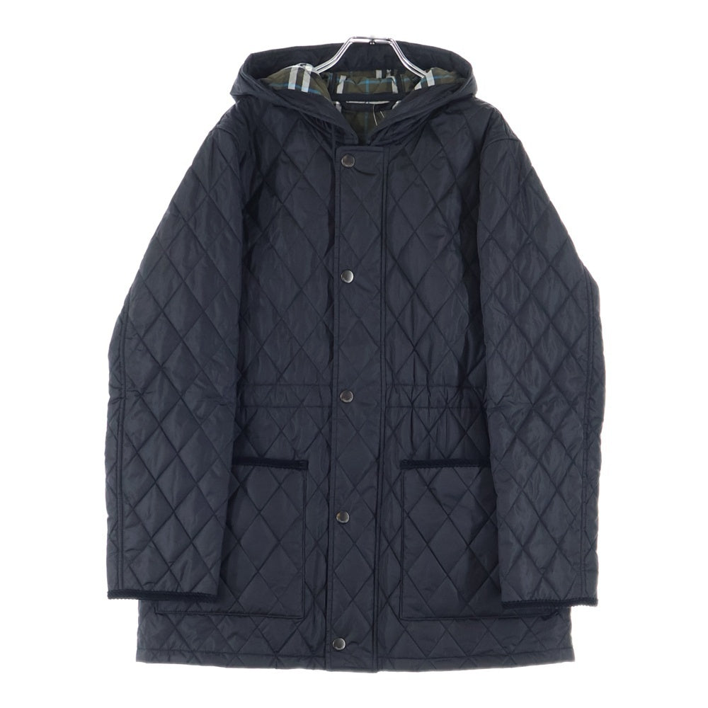 BURBERRY(バーバリー) マルチポケット ドローストリング ジップアップ フーデッド キルティングコート ブラック