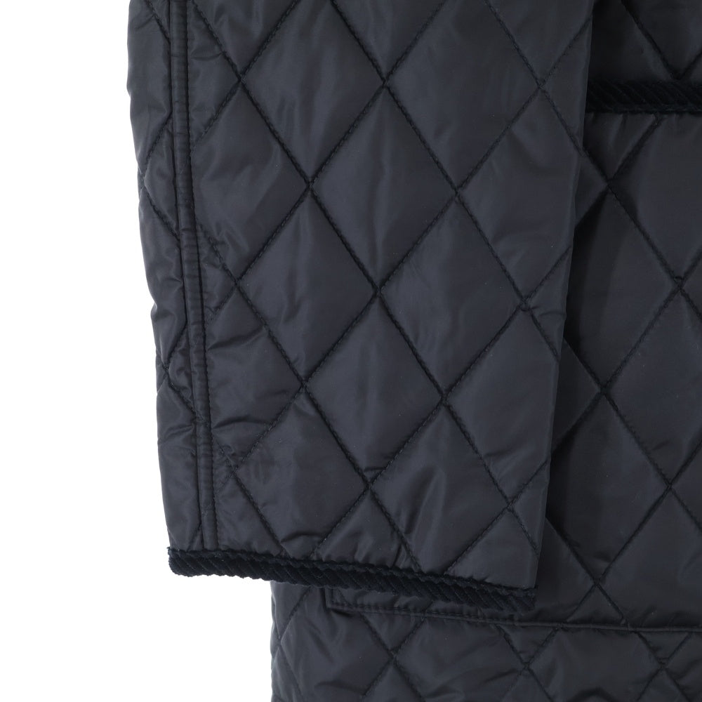 BURBERRY(バーバリー) マルチポケット ドローストリング ジップアップ フーデッド キルティングコート ブラック