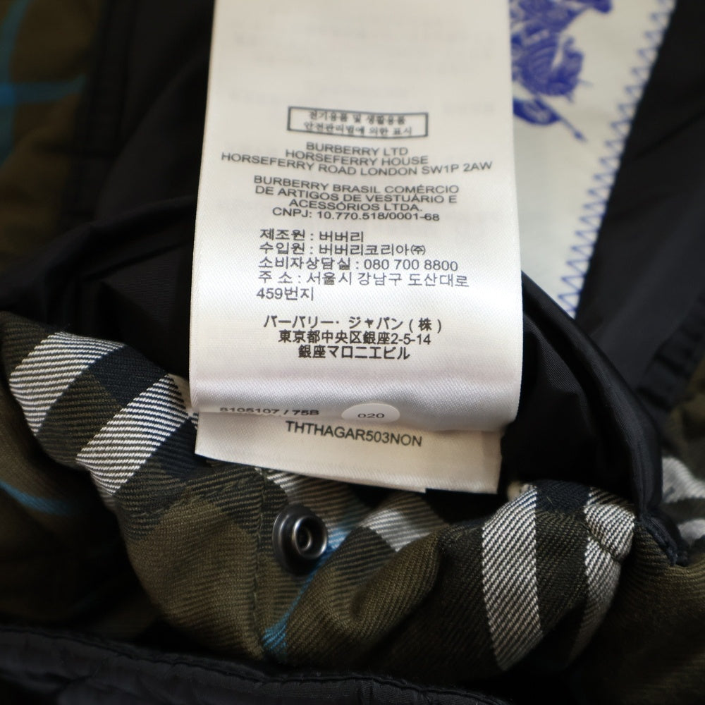 BURBERRY(バーバリー) マルチポケット ドローストリング ジップアップ フーデッド キルティングコート ブラック