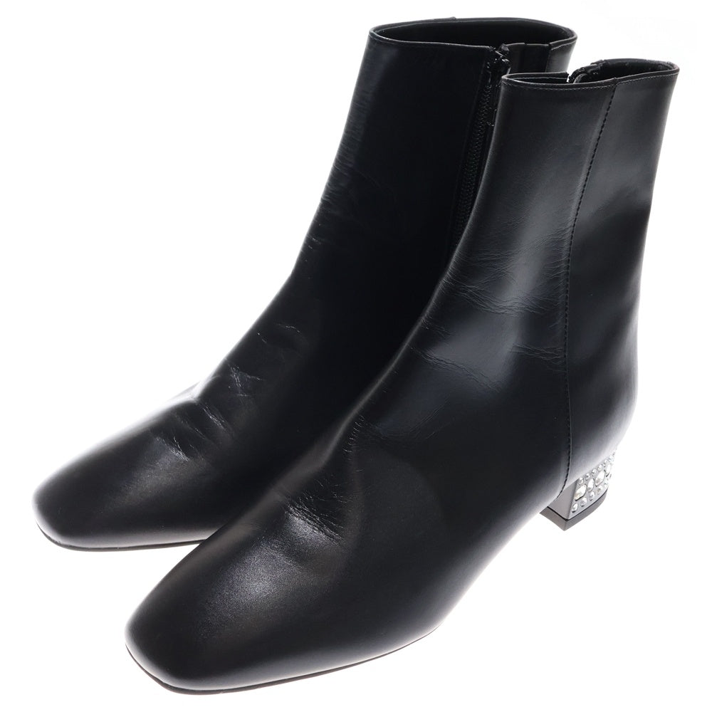 JILL STUART(ジル スチュアート) ヒールストーンデザイン サイドジップ レザー ブーツ レディース ブラック