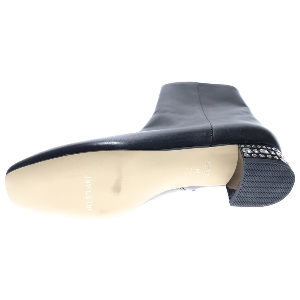 JILL STUART(ジル スチュアート) ヒールストーンデザイン サイドジップ レザー ブーツ レディース ブラック
