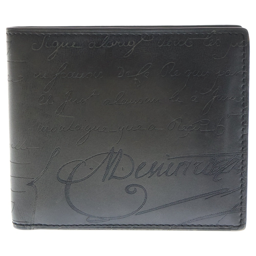 Berluti(ベルルッティ) パティーヌ カリグラフィ スクリット レザーウォレット 二つ折り財布 グレー