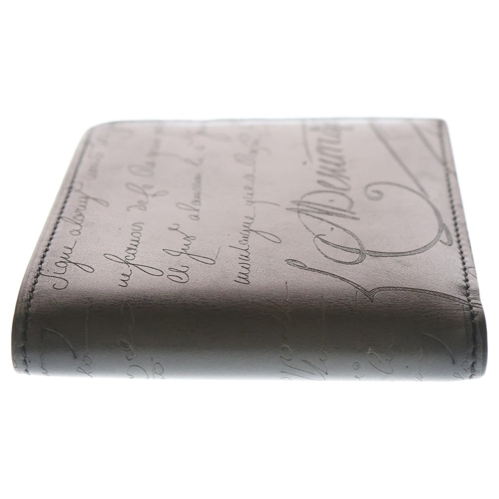 Berluti(ベルルッティ) パティーヌ カリグラフィ スクリット レザーウォレット 二つ折り財布 グレー