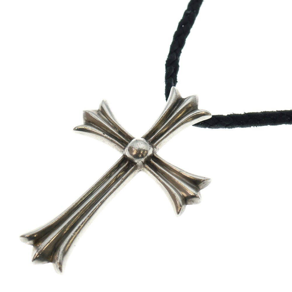 CHROME HEARTS(クロムハーツ) CH CRS LG BC ラージCHクロスペンダント Wボロチップ レザーブレイドネックレス シルバー BCA214