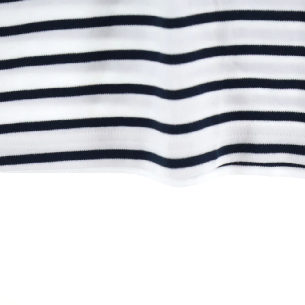 TOMMY HILFIGER(トミーヒルフィガー) エンブレムロゴ刺繍 ボーダー コットン 長袖Tシャツ カットソー ホワイト/ネイビー RE00502