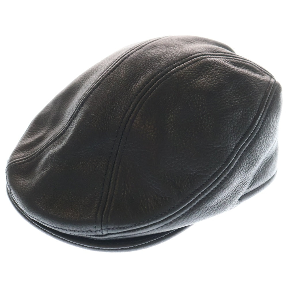 NEW YORK HAT(ニューヨークハット) レザー ハンチングキャップ 帽子 ブラック
