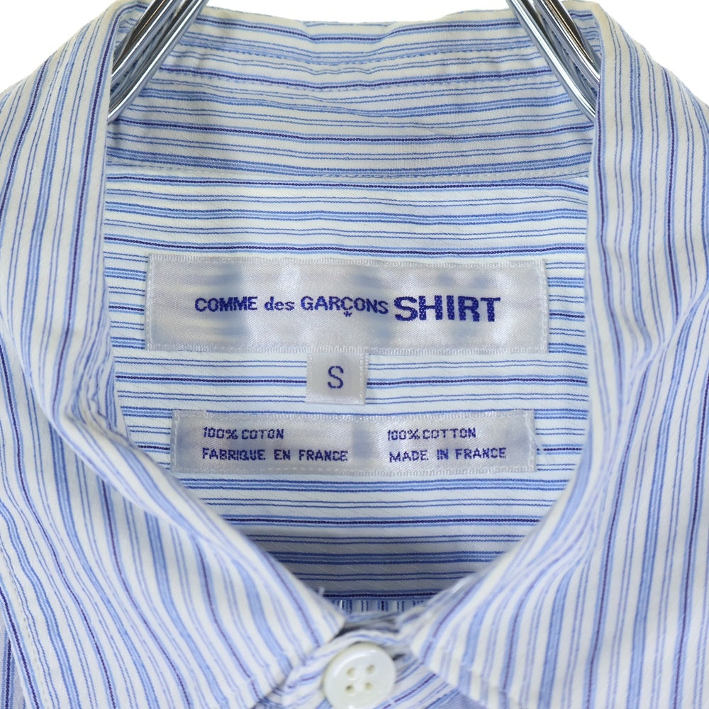 COMME des GARCONS SHIRT(コムデギャルソンシャツ) 90S パッチワーク ストライプ 長袖 シャツ ブルー