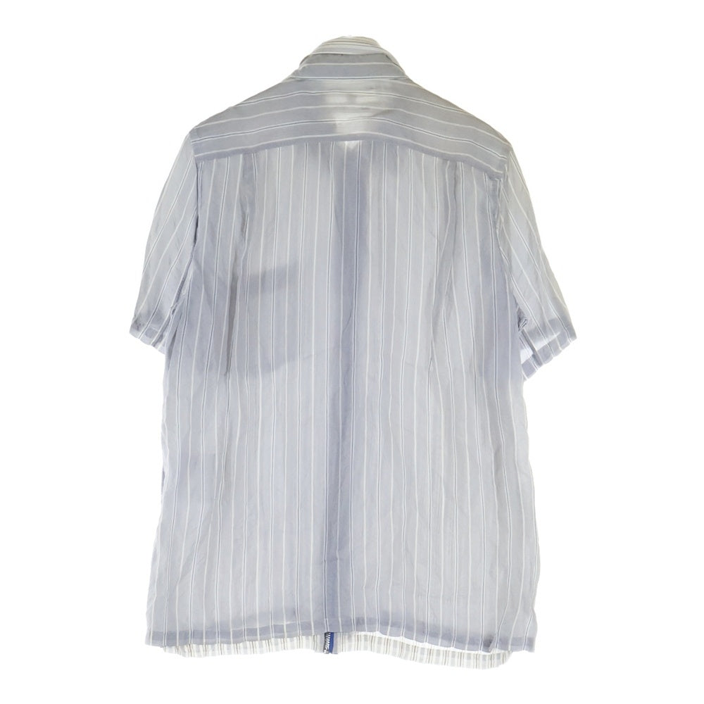 COMME des GARCONS SHIRT(コムデギャルソンシャツ) 00SS レイヤードデザイン ストライプ ジップアップ 半袖 シャツ グレー S08127X