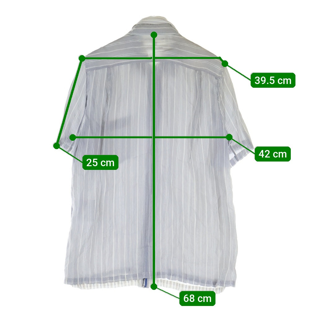 COMME des GARCONS SHIRT(コムデギャルソンシャツ) 00SS レイヤードデザイン ストライプ ジップアップ 半袖 シャツ グレー S08127X