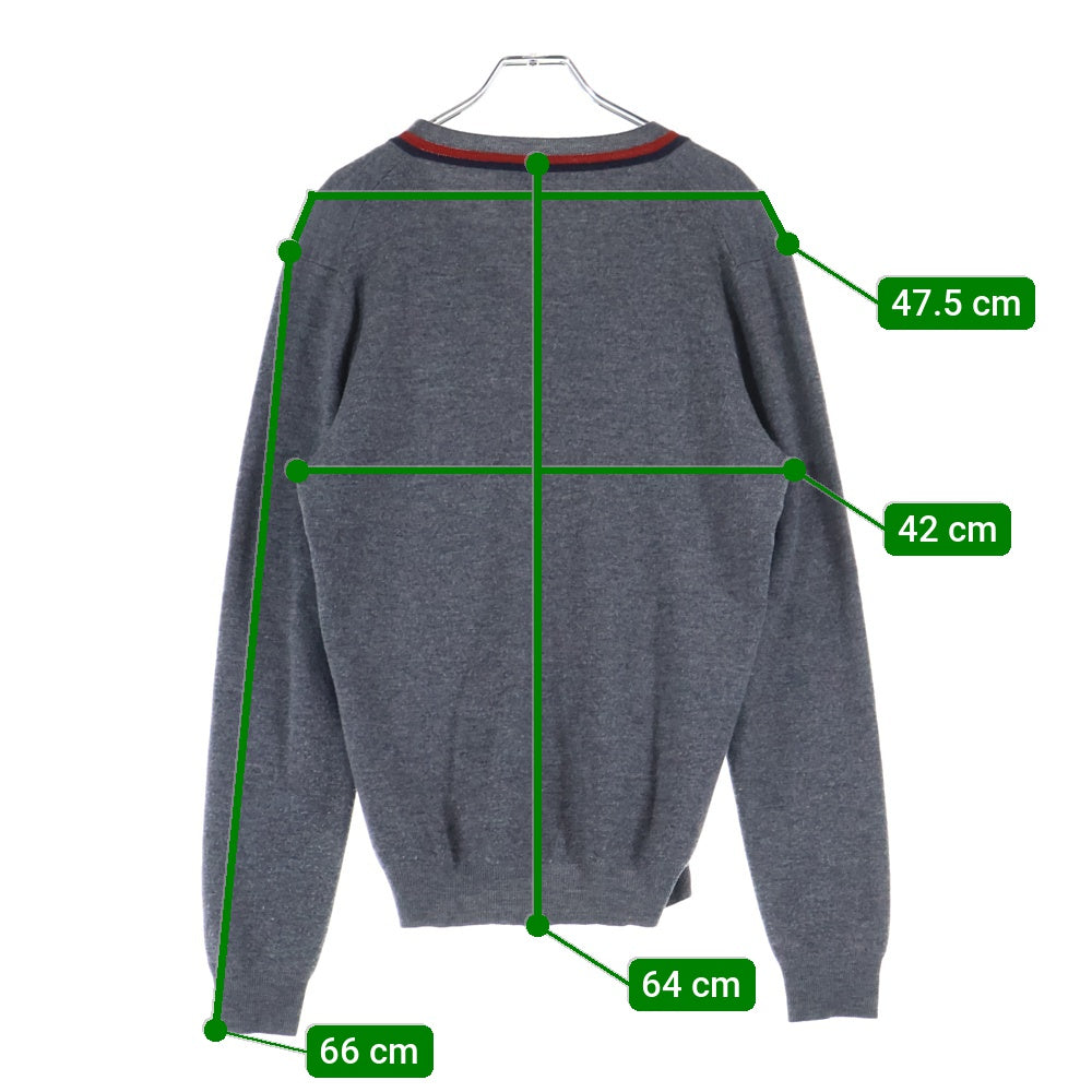 GUCCI(グッチ) ラインデザイン Vネック ニットセーター グレー