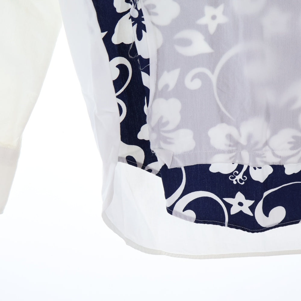 COMME des GARCONS SHIRT(コムデギャルソンシャツ) 11SS フラワー 切替 長袖 シャツ ホワイト/ブルー S19063