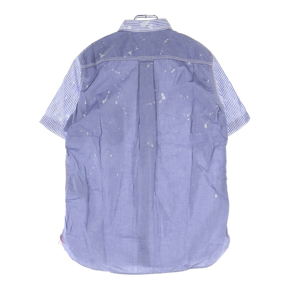 COMME des GARCONS HOMME(コムデギャルソンオム) 13SS AD2012 ブリーチ デザイン ストライプ 半袖 シャツ ブルー HK-B044