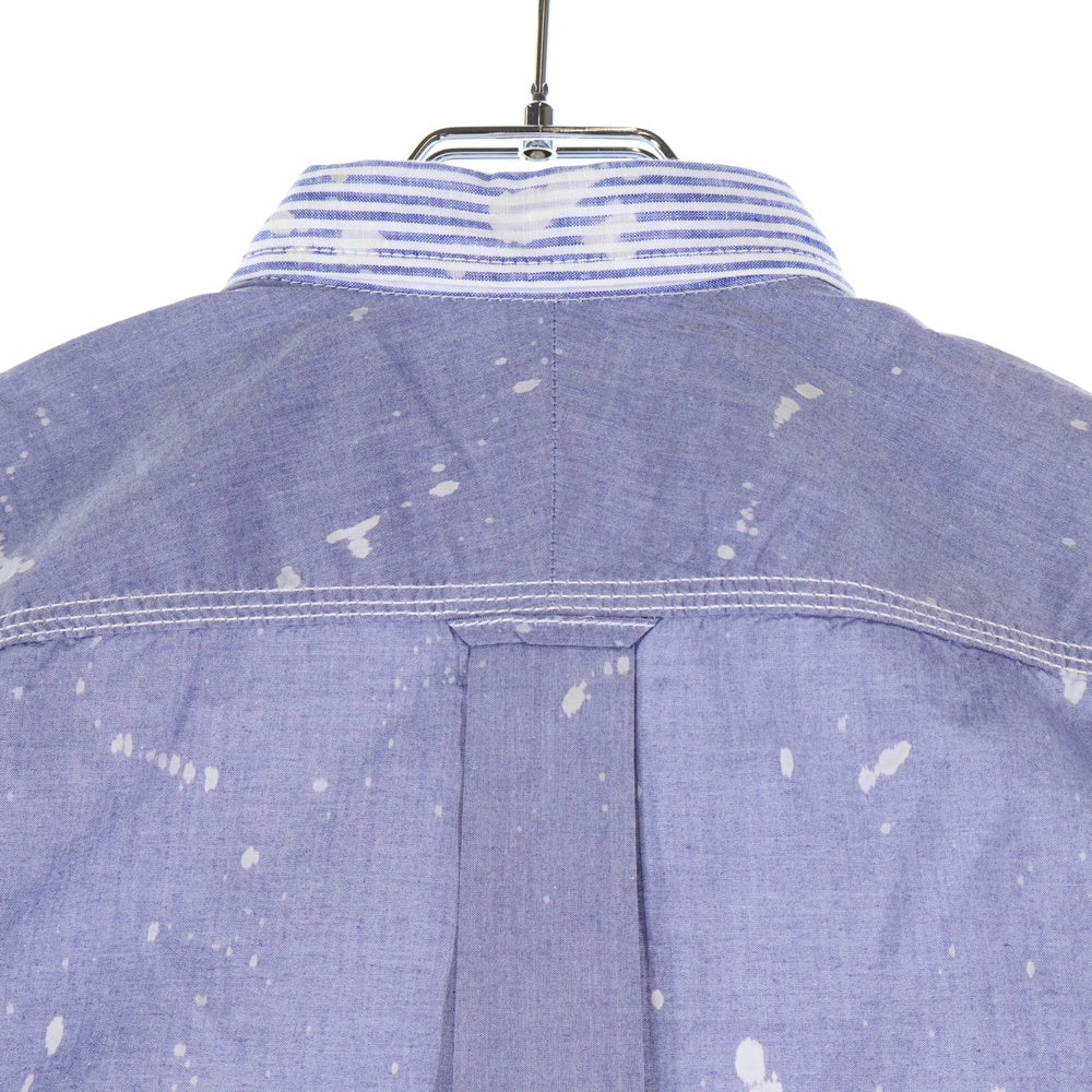 COMME des GARCONS HOMME(コムデギャルソンオム) 13SS AD2012 ブリーチ デザイン ストライプ 半袖 シャツ ブルー HK-B044