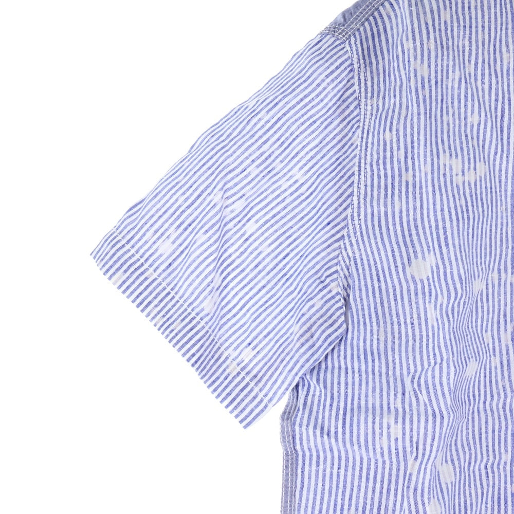 COMME des GARCONS HOMME(コムデギャルソンオム) 13SS AD2012 ブリーチ デザイン ストライプ 半袖 シャツ ブルー HK-B044