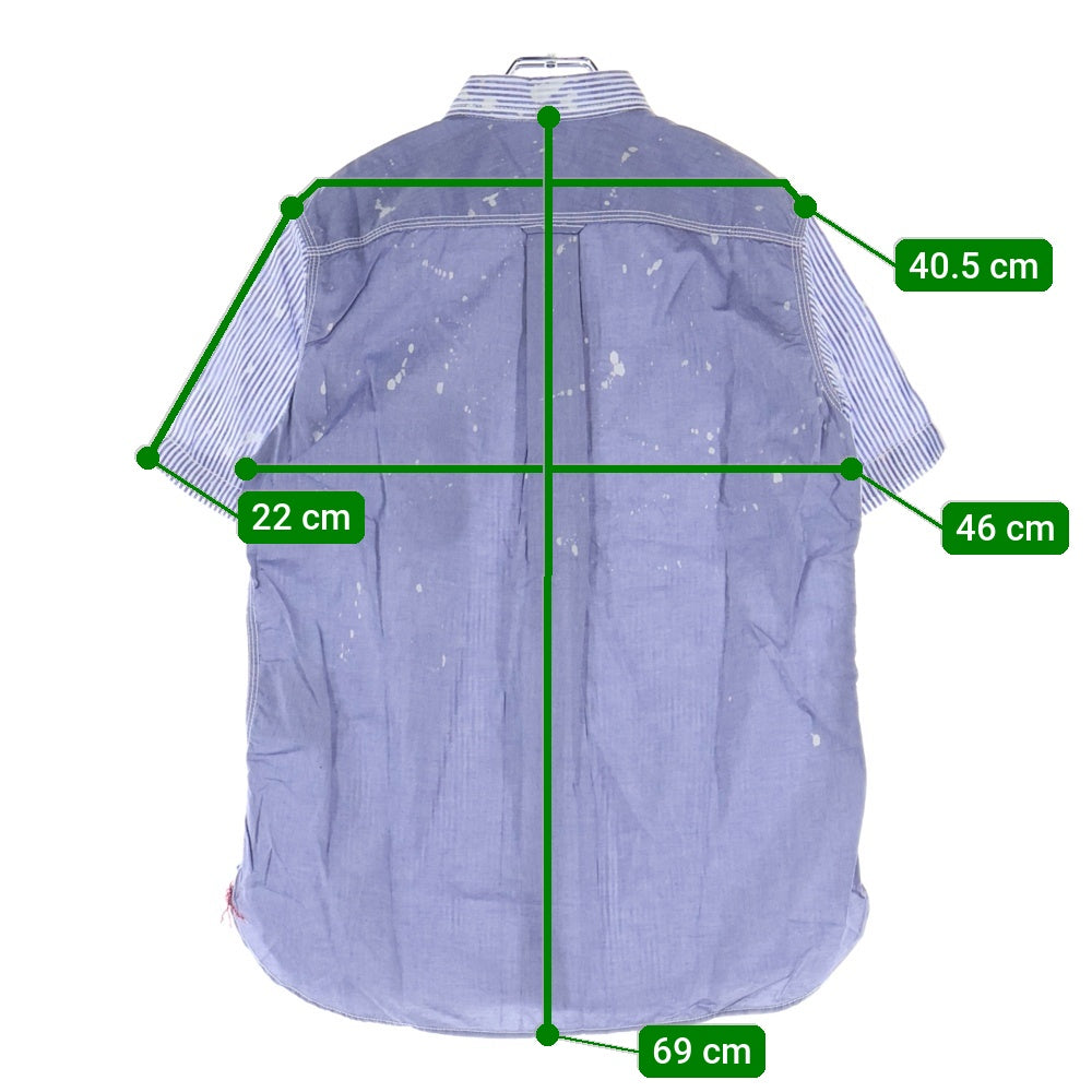 COMME des GARCONS HOMME(コムデギャルソンオム) 13SS AD2012 ブリーチ デザイン ストライプ 半袖 シャツ ブルー HK-B044