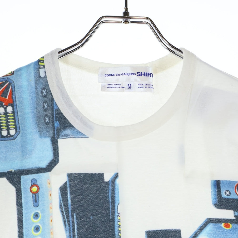 COMME des GARCONS SHIRT(コムデギャルソンシャツ) 00SS 裁断デザイン ロボプリントTシャツ 半袖カットソー ホワイト S08210